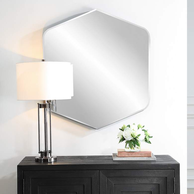 Image 1 Noble Park Delphine Black 32" x 36" Diamond Wall Mirror