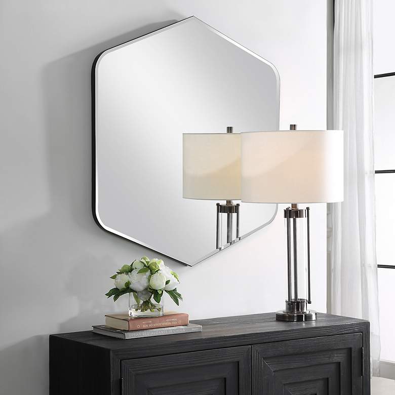 Image 3 Noble Park Delphine Black 32" x 36" Diamond Wall Mirror more views