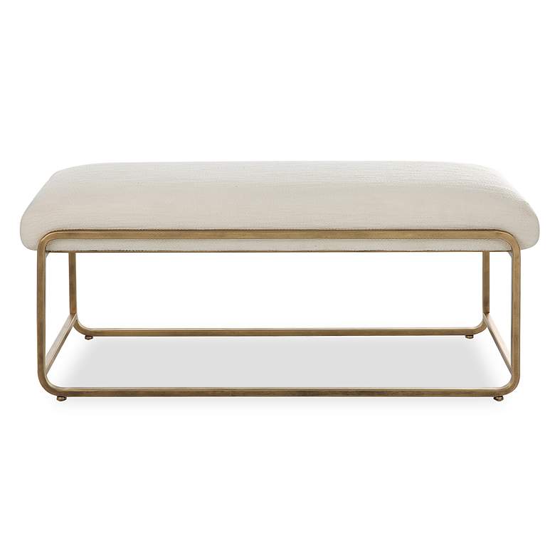Image 2 Noble Park Devyn 47"W Brushed Brass and White Fabric Bench