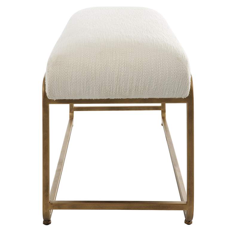 Image 5 Noble Park Devyn 47"W Brushed Brass and White Fabric Bench more views