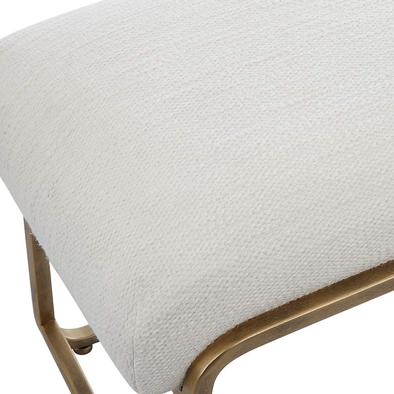 Image 6 Noble Park Devyn 47"W Brushed Brass and White Fabric Bench more views