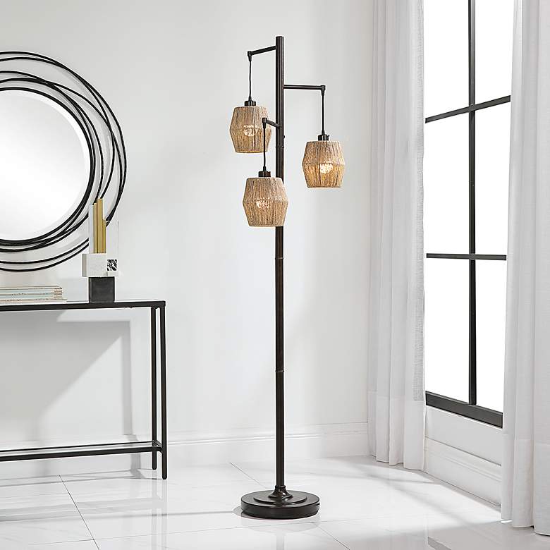 Image 3 Noble Park Donna Bronze Metal 3-Arm Floor Lamp more views