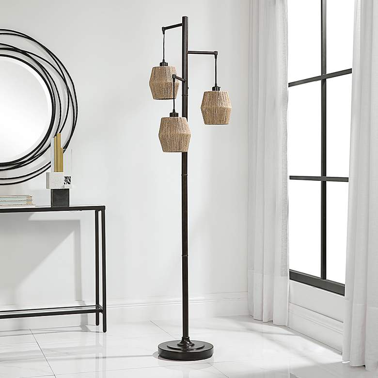 Image 4 Noble Park Donna Bronze Metal 3-Arm Floor Lamp more views
