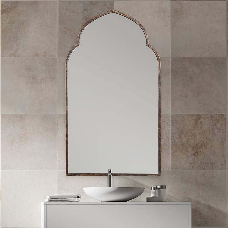 Image 1 Noble Park Dova Dark Bronze 22" x 38" Arch Top Wall Mirror