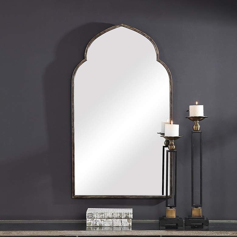 Image 7 Noble Park Dova Dark Bronze 22" x 38" Arch Top Wall Mirror more views