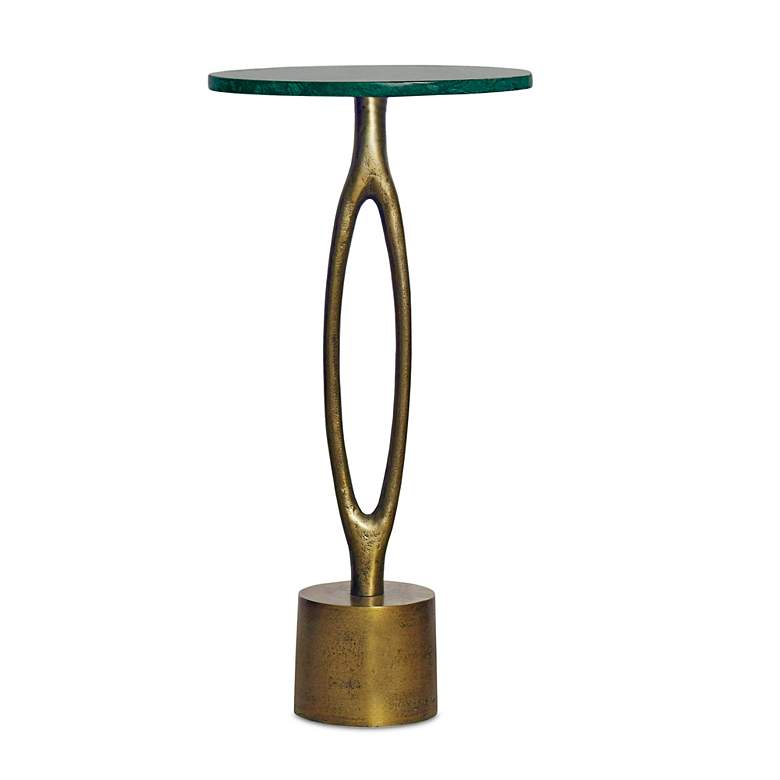 Image 1 Noble Park Ennis 12"W Green Marble and Brass Accent Table