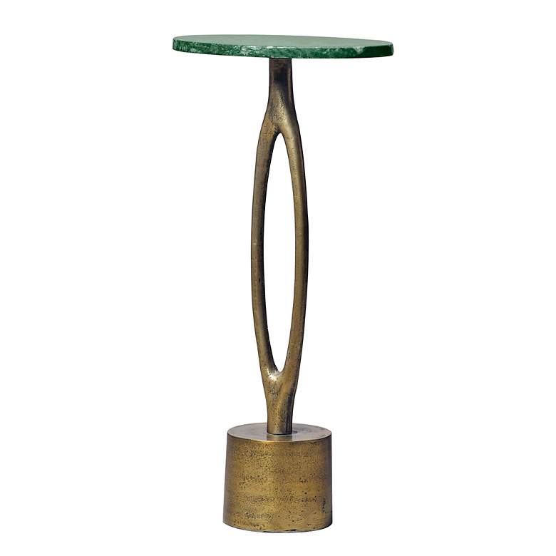 Image 2 Noble Park Ennis 12"W Green Marble and Brass Accent Table more views