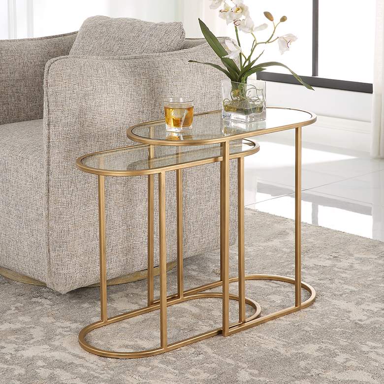 Image 1 Noble Park Evie 24" Wide Brass Nesting Tables Set of 2