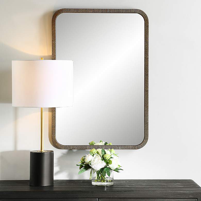 Image 1 Noble Park Florian Gold 22" x 32" Rectangular Wall Mirror