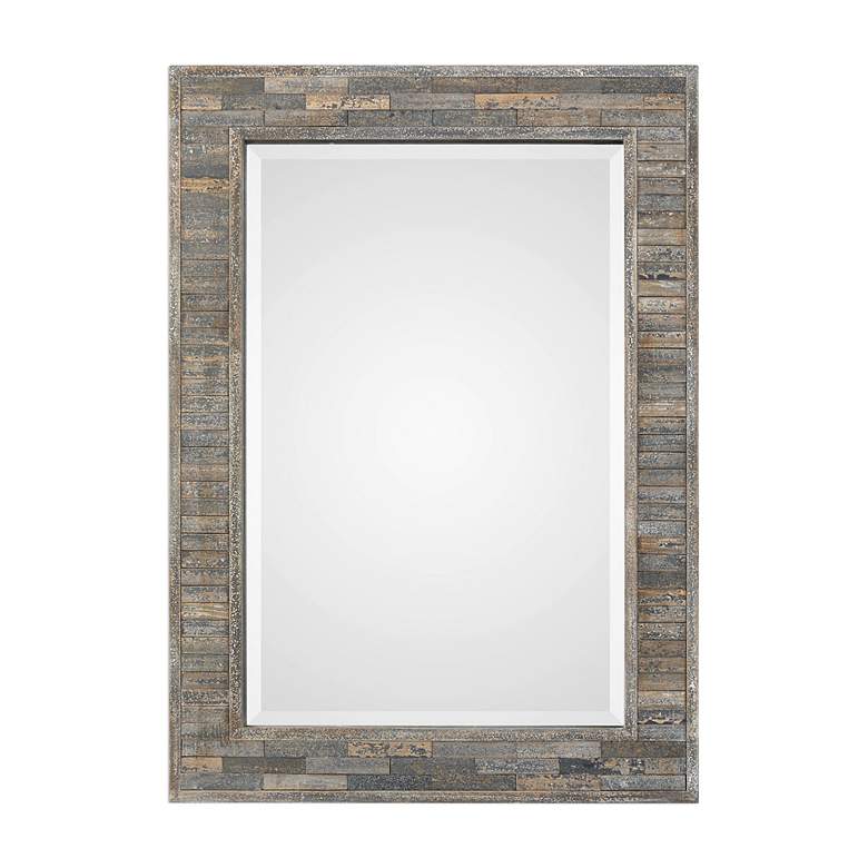 Image 2 Noble Park Folsom Weathered Pine Wood 27" x 37" Wall Mirror