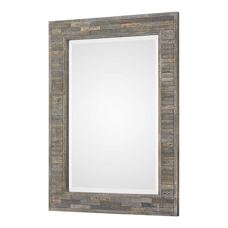 Image 4 Noble Park Folsom Weathered Pine Wood 27" x 37" Wall Mirror more views