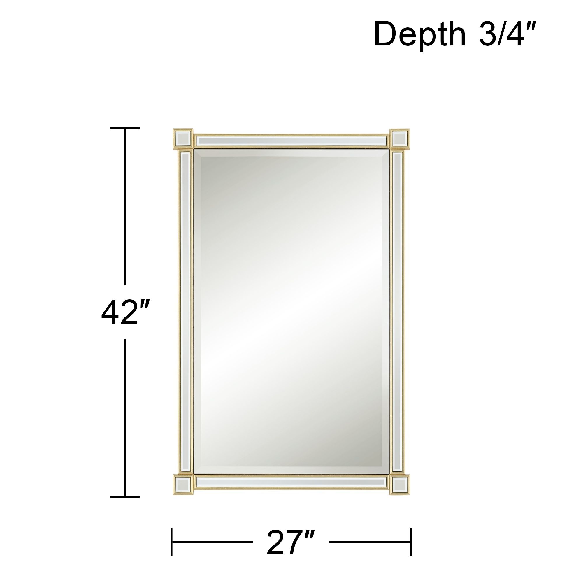 Noble Park Gabriella 27" x 42" Rectangular Gold Leaf Wall Mirror
