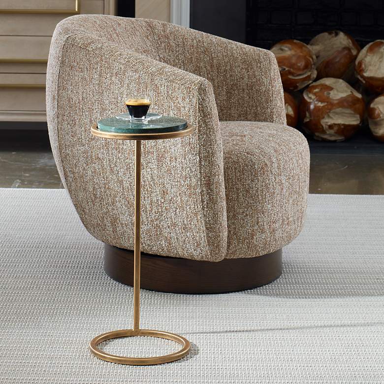 Image 1 Noble Park Gaia 10 1/4"W Gold and Green Marble Accent Table