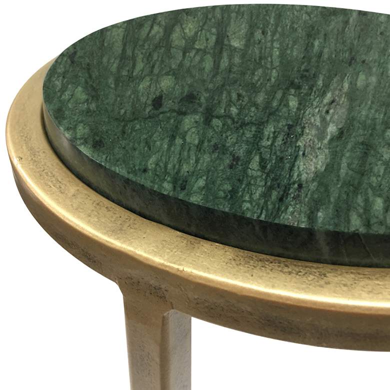 Image 5 Noble Park Gaia 10 1/4"W Gold and Green Marble Accent Table more views