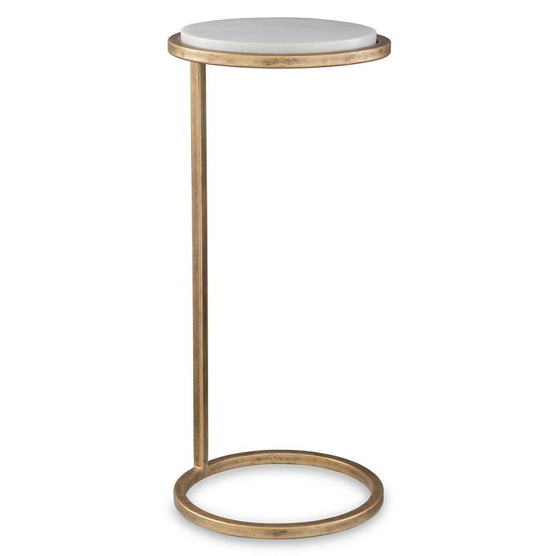 Image 2 Noble Park Gaia 10 1/4"W Gold and White Marble Accent Table