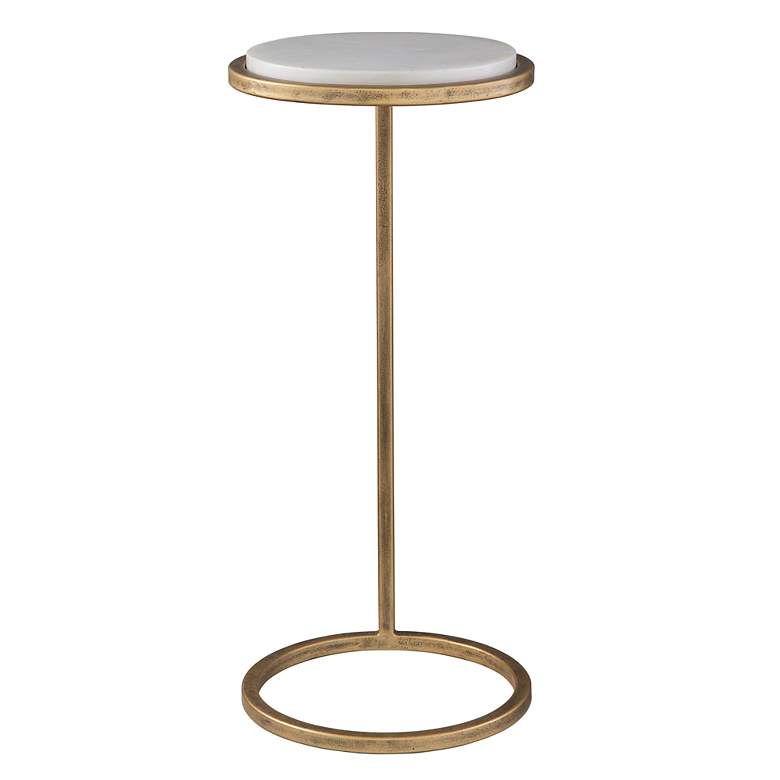 Image 4 Noble Park Gaia 10 1/4"W Gold and White Marble Accent Table more views