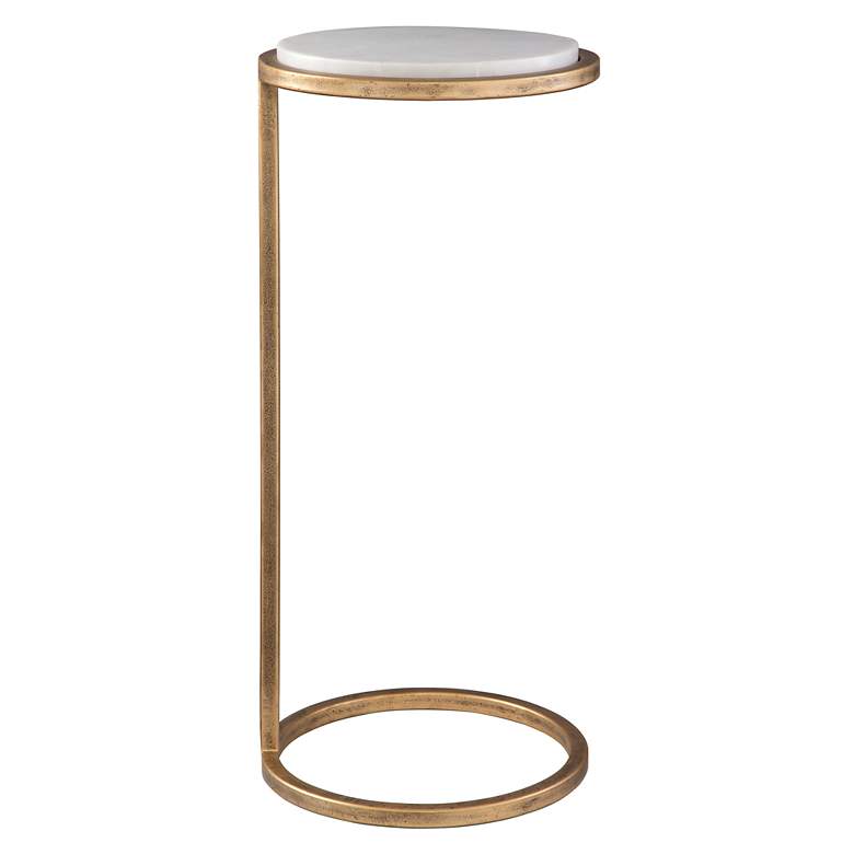 Image 5 Noble Park Gaia 10 1/4"W Gold and White Marble Accent Table more views