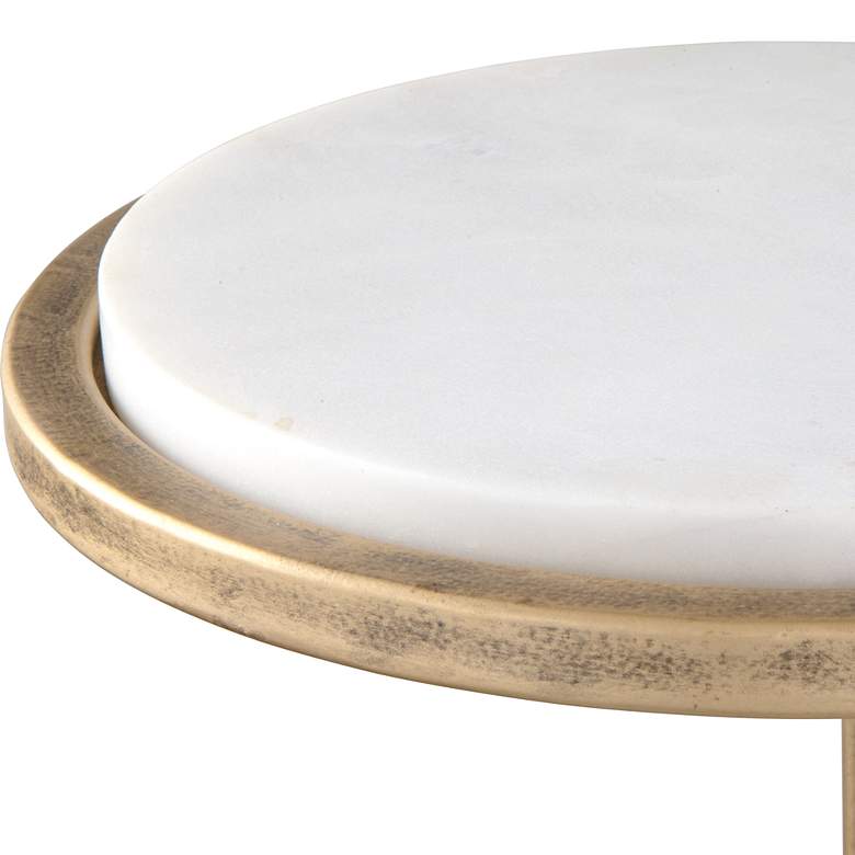 Image 6 Noble Park Gaia 10 1/4"W Gold and White Marble Accent Table more views