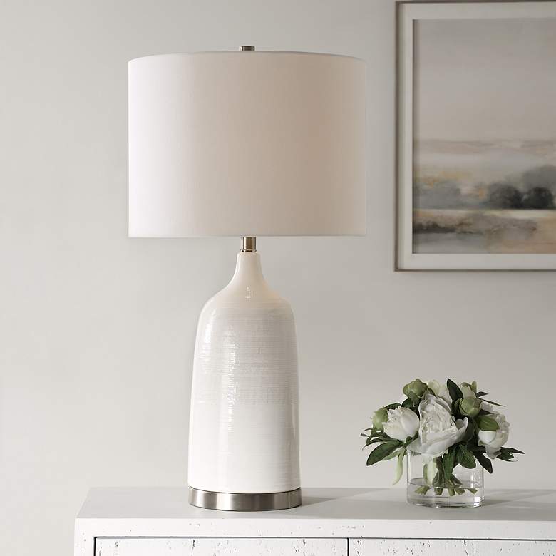 Image 1 Noble Park Gunter Gloss White Ceramic Table Lamp