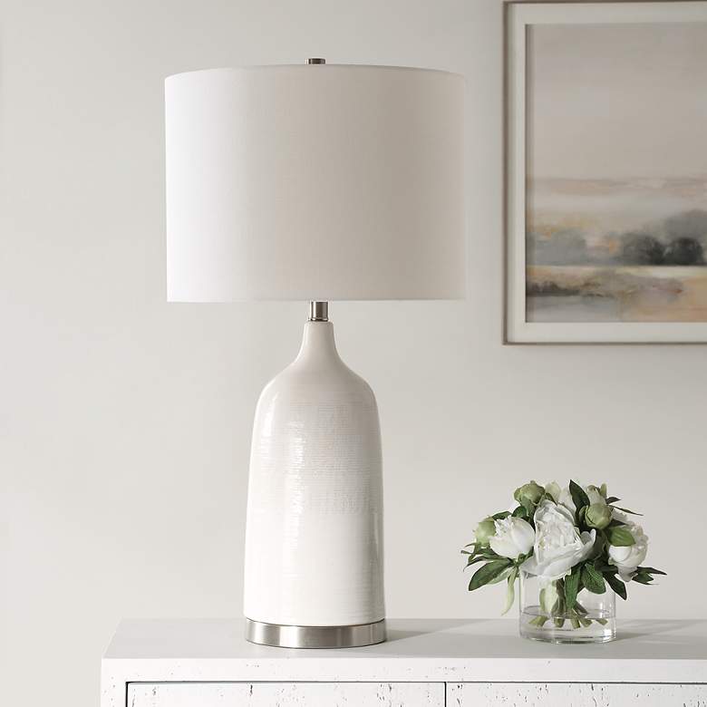 Image 3 Noble Park Gunter Gloss White Ceramic Table Lamp more views