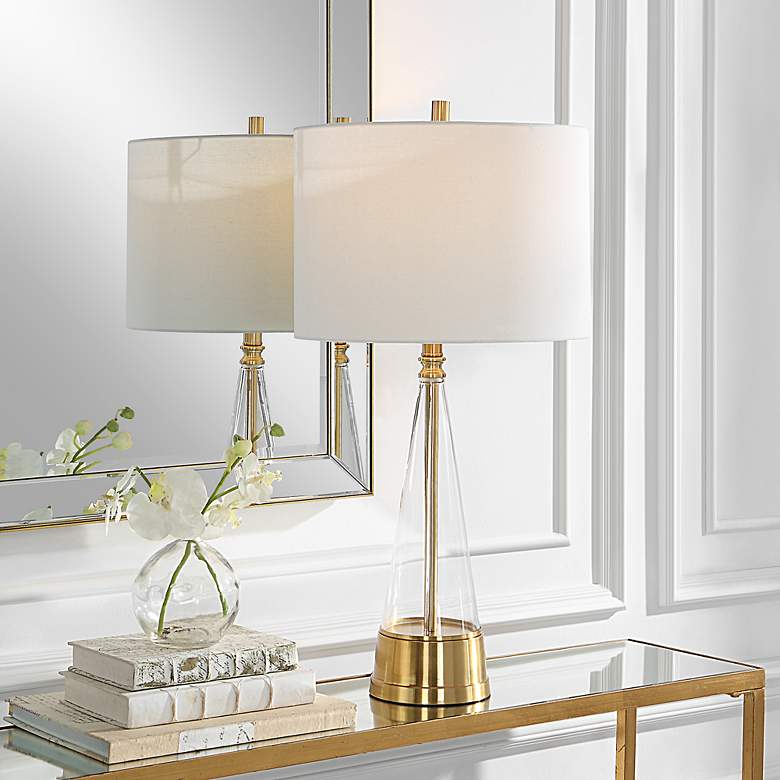 Image 1 Noble Park Hewitt Brass and Clear Glass Table Lamp