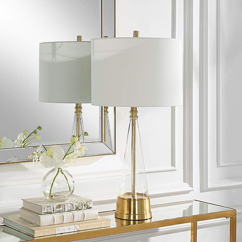 Image 3 Noble Park Hewitt Brass and Clear Glass Table Lamp more views