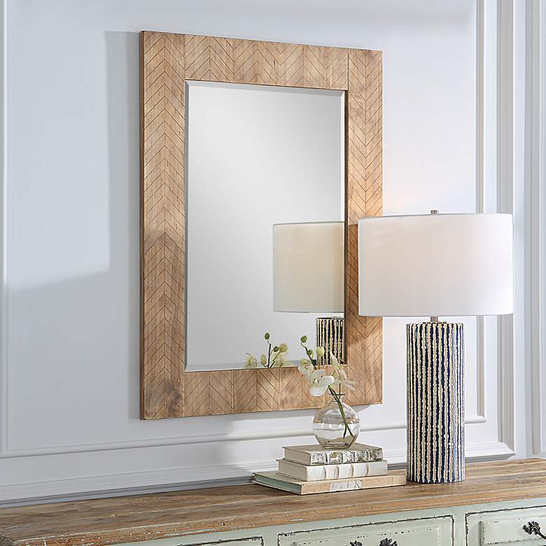 Image 3 Noble Park Hull Chevron Wooden 28 1/2" x 38 1/2" Wall Mirror more views