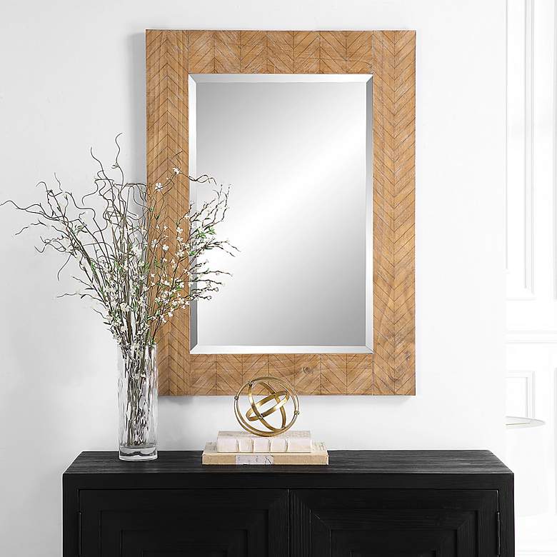 Image 4 Noble Park Hull Chevron Wooden 28 1/2" x 38 1/2" Wall Mirror more views