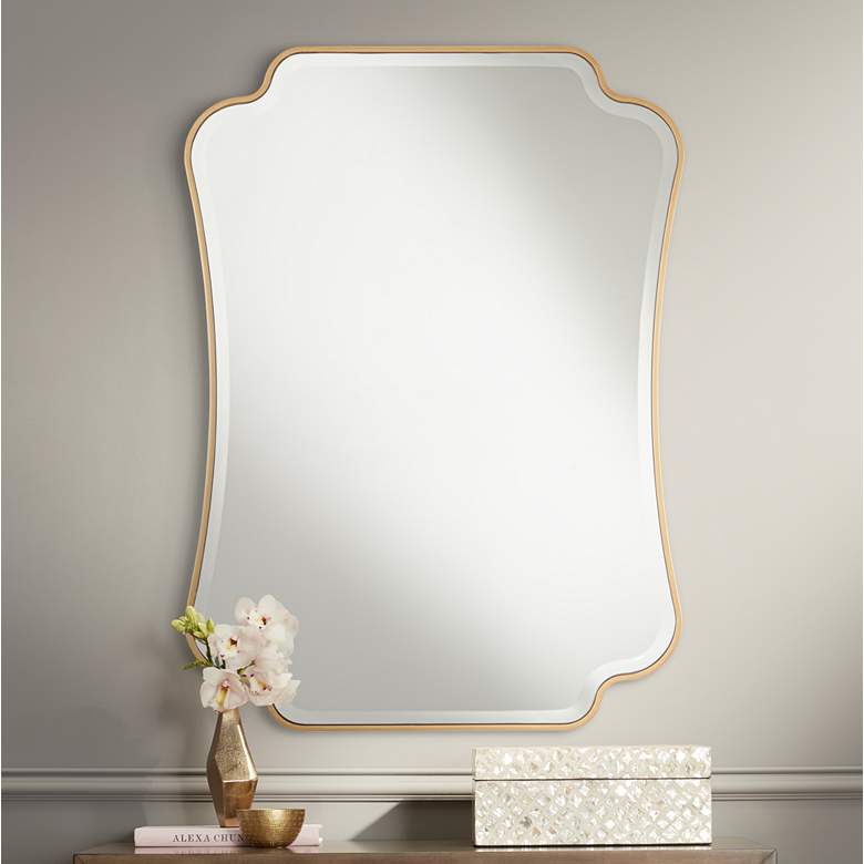 Image 2 Noble Park Indara Antique Gold 27" x 38" Scallop Wall Mirror