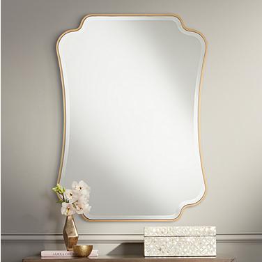 Noble Park Indara Antique Gold 27" x 38" Scallop Wall Mirror