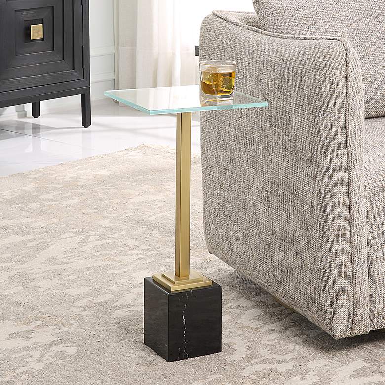 Image 1 Noble Park Isla 11"W Brass and Black Marble Martini Table