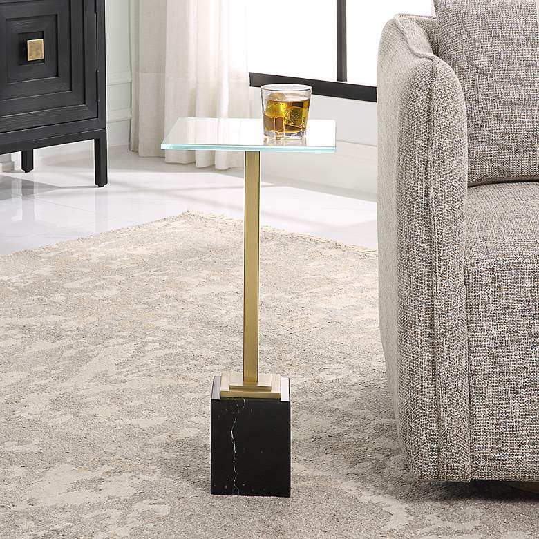 Image 3 Noble Park Isla 11"W Brass and Black Marble Martini Table more views