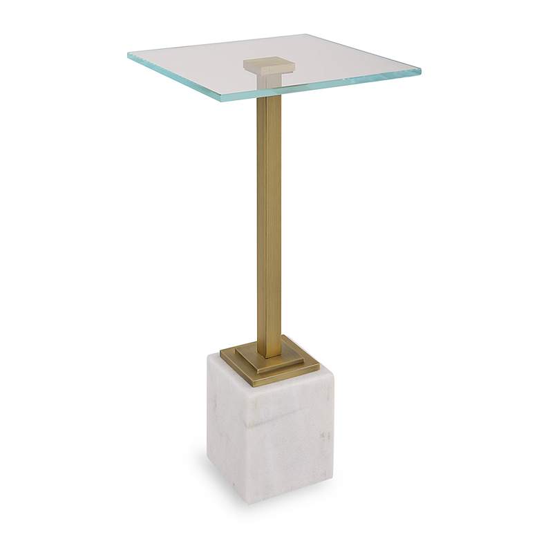 Image 2 Noble Park Isla 11"W Brass and White Marble Martini Table