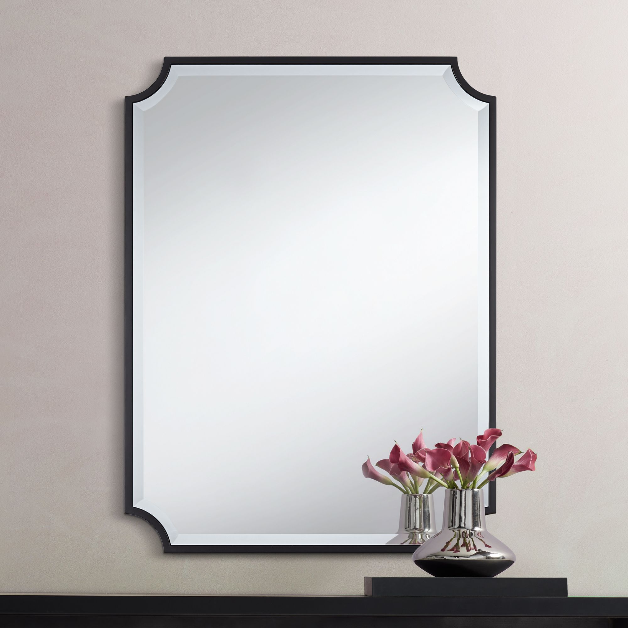 Noble Park Jacinda 30" x 40" Cut Edge Black Wall Mirror Set of 2