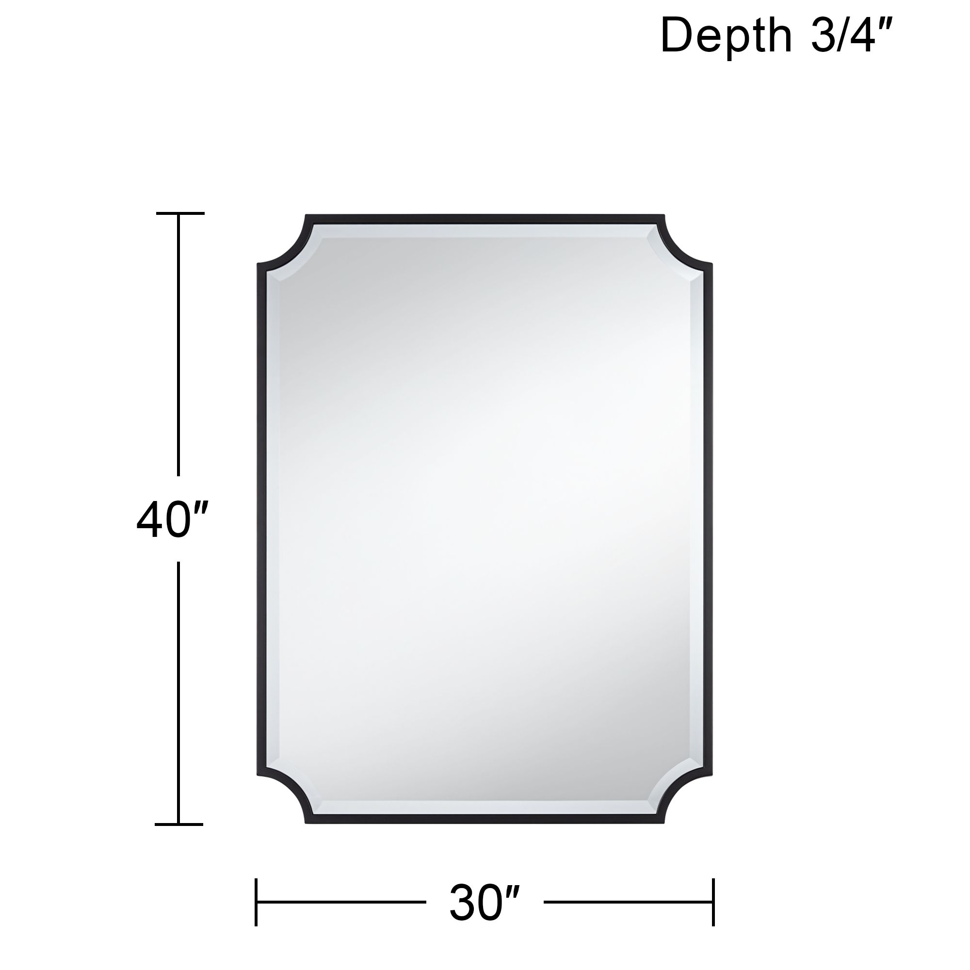 Noble Park Jacinda 30" x 40" Cut Edge Black Wall Mirror Set of 2