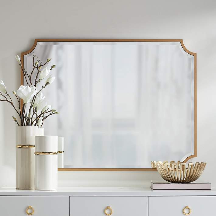 Noble Park Jacinda 40" x 30" Cut Edge Antique Gold Wall Mirror - #94E40 | Lamps Plus Noble Park Jacinda 40" x 30" Cut Edge Antique Gold Wall Mirror - #94E40 | Lamps Plus