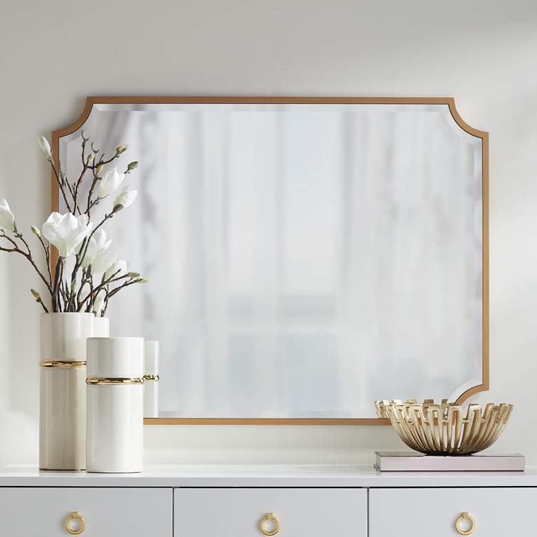 Image 1 Noble Park Jacinda 40" x 30" Cut Edge Antique Gold Wall Mirror