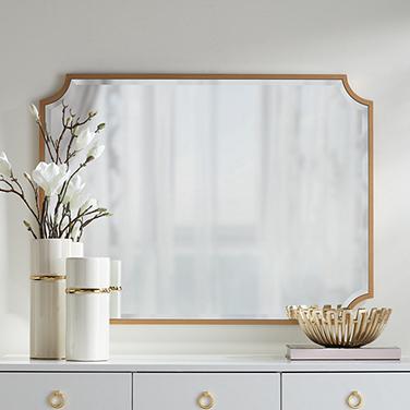 rectangular gold bedroom mirror above dresser Amazon.com: Kelly Miller Large Gold Decorative Mirror for Wall, 30"x40" Gold Bathroom Mirror Rectangle Vanity Wall Mirror Beveled for Master Bath Half Bath Living Room Bedroom Farmhouse Fireplace Hallway : Home &