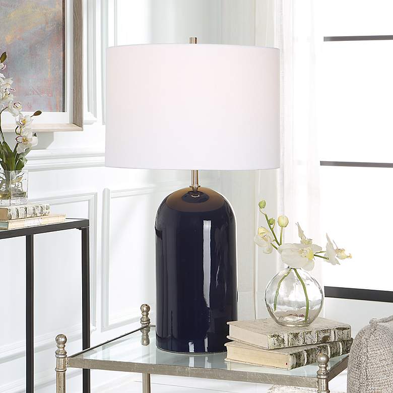 Image 1 Noble Park Jasper Navy Blue Dome Table Lamp