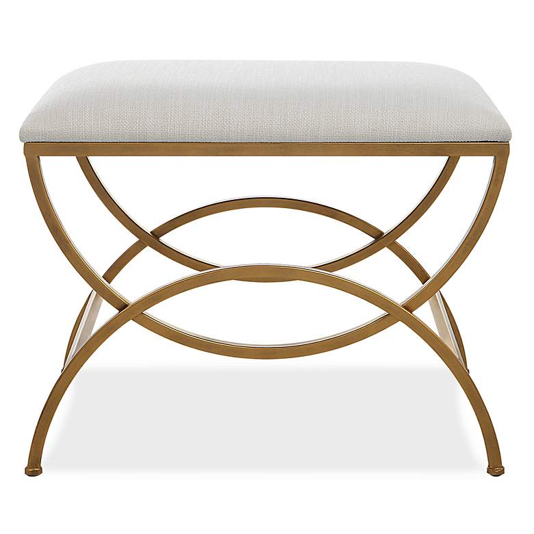 Image 2 Noble Park Juneau 23 3/4"W Brushed Brass and White Bench
