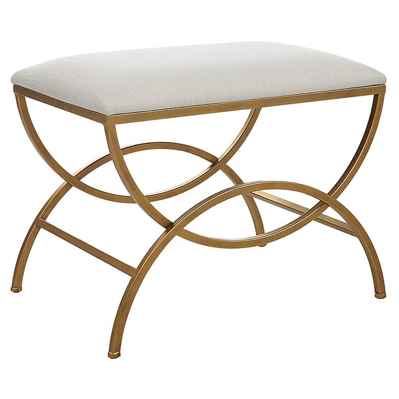Image 3 Noble Park Juneau 23 3/4"W Brushed Brass and White Bench more views