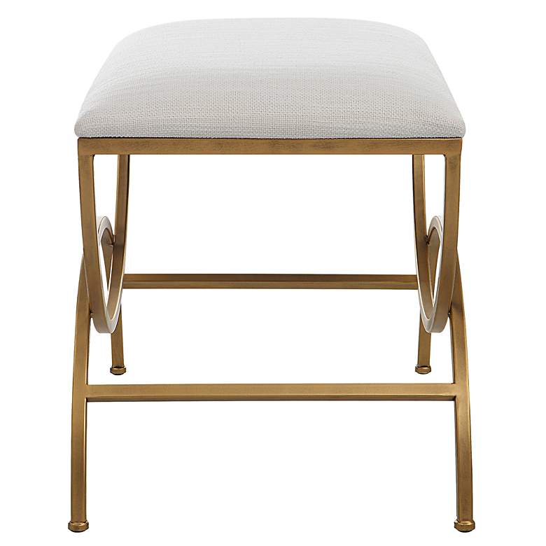 Image 4 Noble Park Juneau 23 3/4"W Brushed Brass and White Bench more views