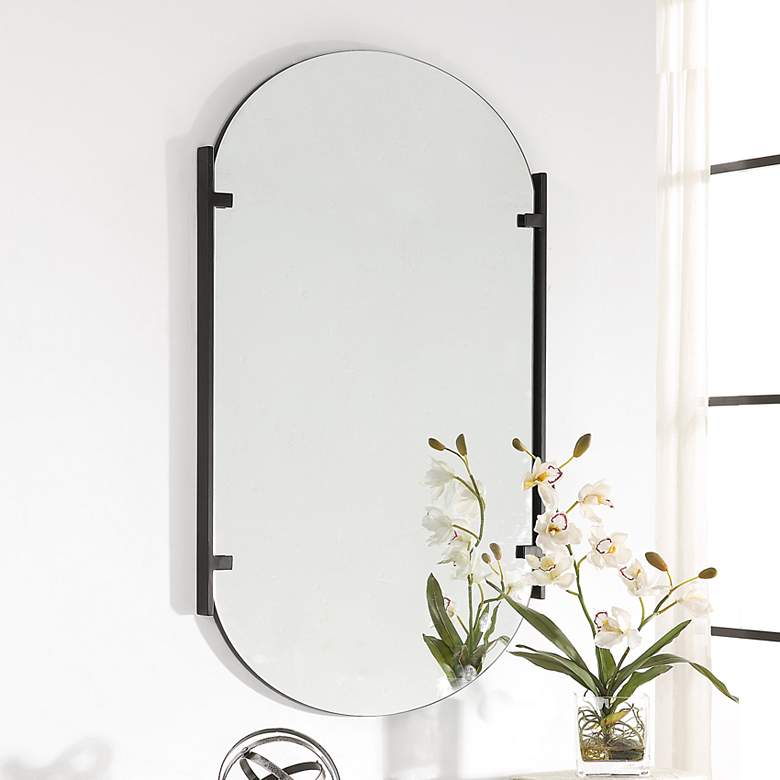 Image 1 Noble Park Kellan Satin Black 23 1/4" x 38" Wall Mirror