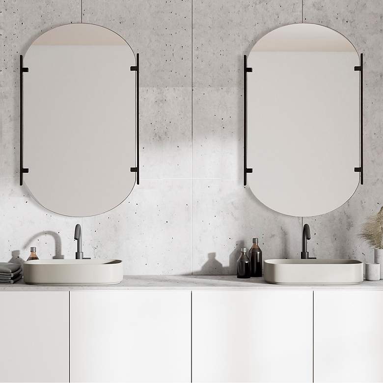 Image 3 Noble Park Kellan Satin Black 23 1/4" x 38" Wall Mirror more views