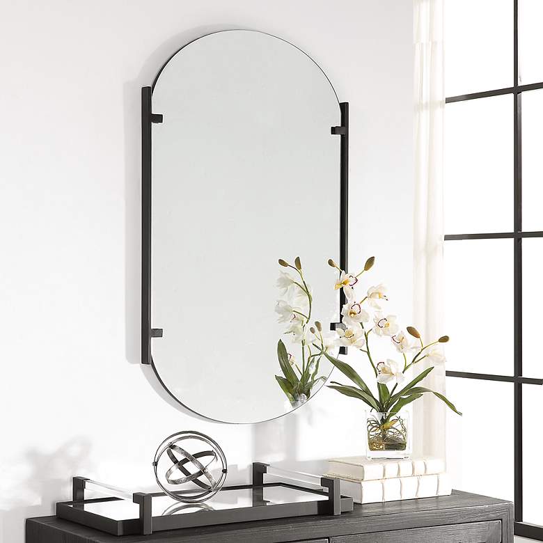 Image 4 Noble Park Kellan Satin Black 23 1/4" x 38" Wall Mirror more views
