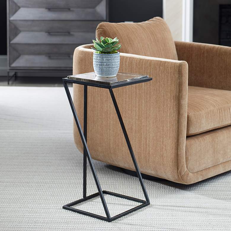 Image 1 Noble Park Keller 12 1/4" Wide Black and Glass Accent Table
