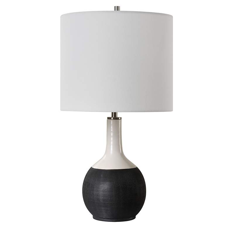Image 2 Noble Park Kemah Matte Black and White Ceramic Accent Lamp