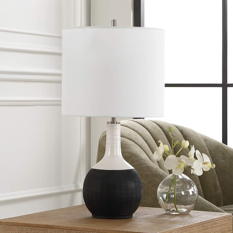 Image 3 Noble Park Kemah Matte Black and White Ceramic Accent Lamp more views
