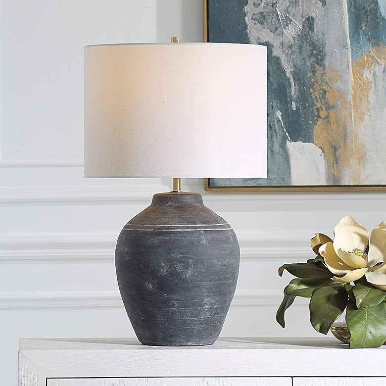 Image 1 Noble Park Kennedy Weathered Black Ceramic Accent Table Lamp