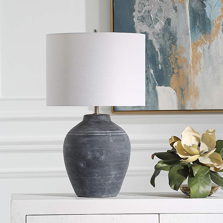 Image 3 Noble Park Kennedy Weathered Black Ceramic Accent Table Lamp more views